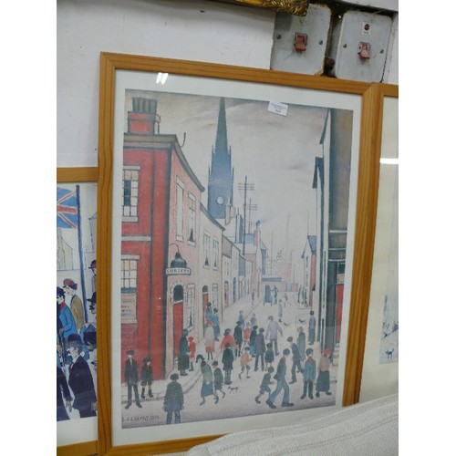 459 - LOWRY, STREET SCENE PRINT, FRAMED AND GLAZED.