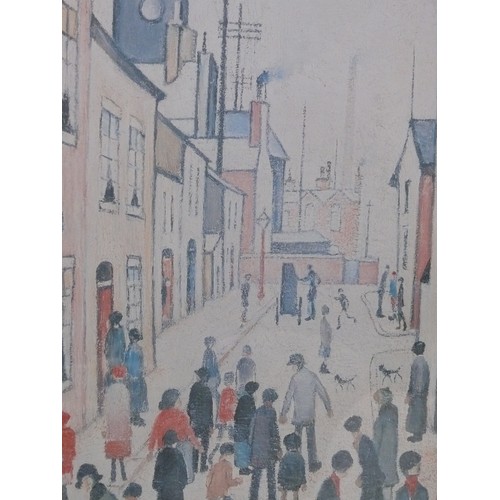 459 - LOWRY, STREET SCENE PRINT, FRAMED AND GLAZED.