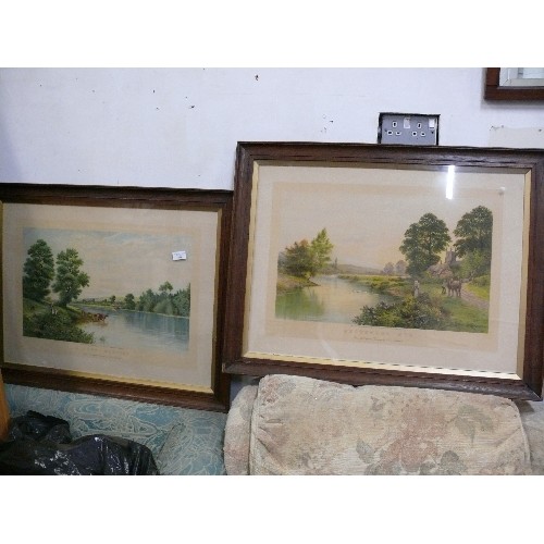 464 - TWO PRINTS IN OAK FRAMES - A JUNE MORNING AND A SEPTEMBER EVENING.