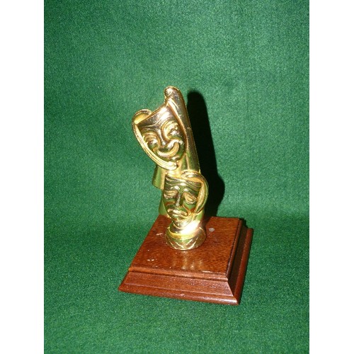 80 - A METAL TV AWARD ON WOODEN PLINTH.