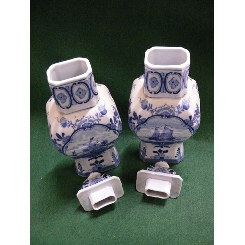 229 - PAIR OF DELFT 515 LIDDED VASES