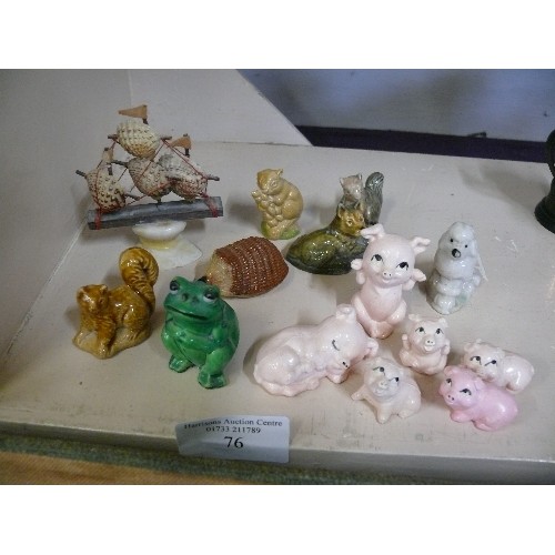 76 - A COLLECTION OF VARIOUS SMALL ANIMAL FIGURES, SOME BY WADE.