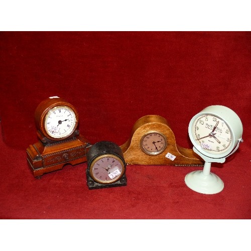 84 - FOUR SMALL DECORATIVE MANTLE CLOCKS.