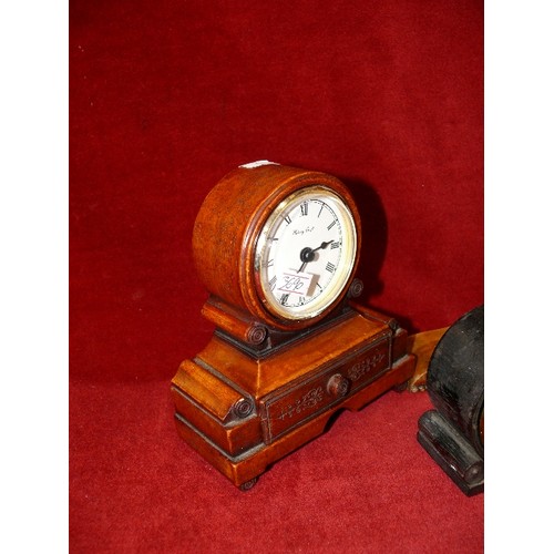 84 - FOUR SMALL DECORATIVE MANTLE CLOCKS.