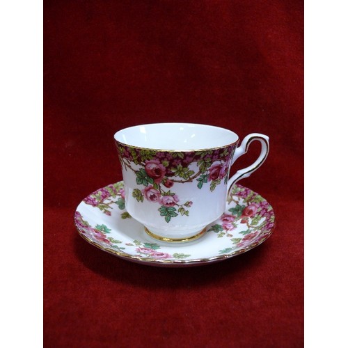 85 - A SET OF SIX BONE CHINA CUPS AND SAUCERS BY ROYAL STAFFORD 'OLDE ENGLISH GARDEN'.