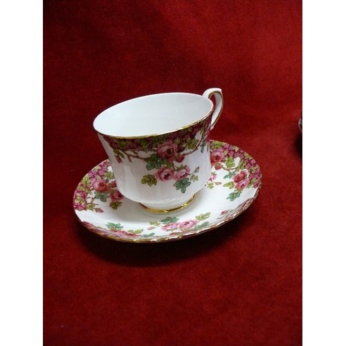 85 - A SET OF SIX BONE CHINA CUPS AND SAUCERS BY ROYAL STAFFORD 'OLDE ENGLISH GARDEN'.