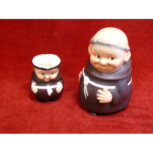 88 - A LIDDED POT OF A MONK BY GOEBEL PLUS A FURTHER MATCHING JUG.