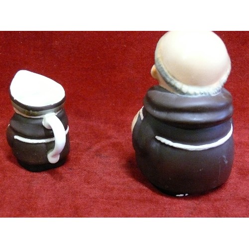 88 - A LIDDED POT OF A MONK BY GOEBEL PLUS A FURTHER MATCHING JUG.