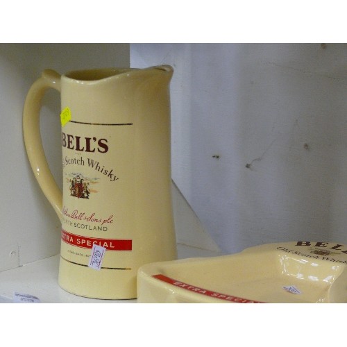 103 - BELLS WHISKY WATER JUG AND ASHTRAY SET BY WADE.