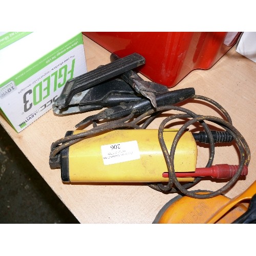 206 - AN ELECTRICAL TESTER AND METAL CUTTING TOOLS.