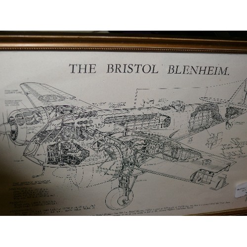 223 - FRAMED AND GLAZED CUT AWAY DRAWING OF A BRISTOL BLENHEIM.