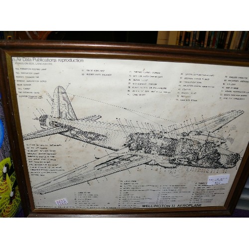 224 - FRAMED AND GLAZED CUT AWAY DRAWING OF A WELLINGTON BOMBER.