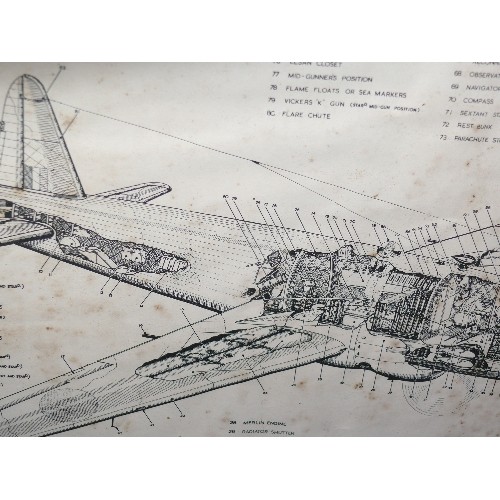 224 - FRAMED AND GLAZED CUT AWAY DRAWING OF A WELLINGTON BOMBER.