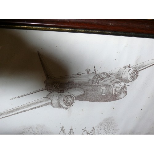 225 - FRAMED AND GLAZED LIMITED EDITION PRINT OF A WELLINGTON BOMBER 72/250 PLUS THREE VHS VIDEOS ON AEROP... 