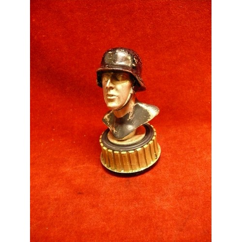 25 - A VINTAGE HEAVY METAL WORLD WAR II, SS SOLDIER BUST.