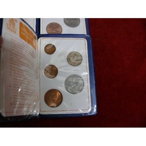 23 - SIX PROOF SETS OF BRITAIN'S FIRST DECIMAL COINS PLUS A FURTHER PROOF SET OF BRITISH COINS.