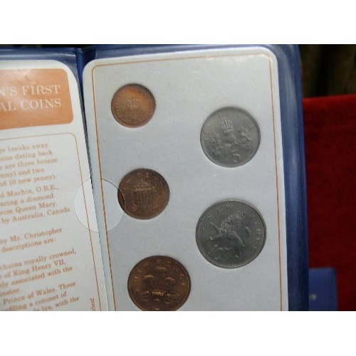 23 - SIX PROOF SETS OF BRITAIN'S FIRST DECIMAL COINS PLUS A FURTHER PROOF SET OF BRITISH COINS.