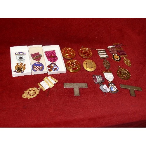 13 - A COLLECTION OF MASONIC BADGES AND PENDANTS.