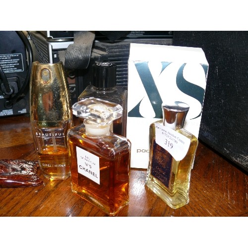 320 - A SELECTION OF PERFUME INCLUDING CHANEL NO 5, PACO RABANNE AND ESTEE LAUDER.