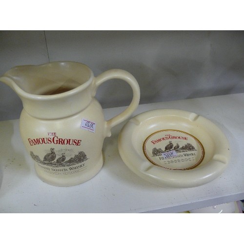 102 - THE FAMOUS GROUSE WHISKY WATER JUG AND ASHTRAY SET BY WADE.