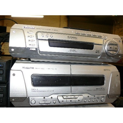 304 - A TECHNICS STEREO STACK SYSTEM WITH CD PLAYER, CASSETTE DECK AND TUNER AMPLIFIER.