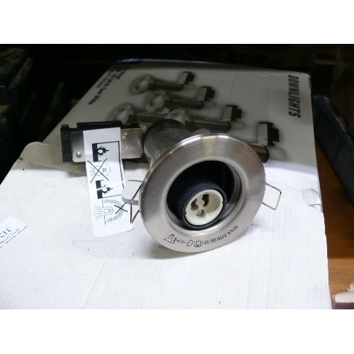 312 - SIX BRUSHED CHROME DOWNLIGHTS WITH ORIGINAL BOX.