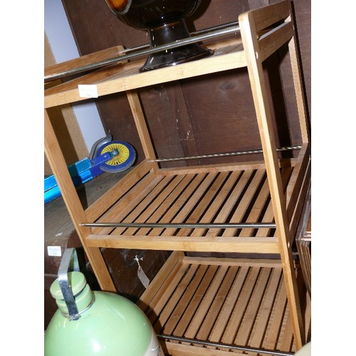 368 - A WOODEN KITCHEN TROLLEY.