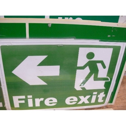 393 - QUANTITY OF SIGNAGE -  FIRE EXITS, CAUTION, EXTINGUISHER SIGNS AND THREE FRAMED RESTAURANT SIGNS.