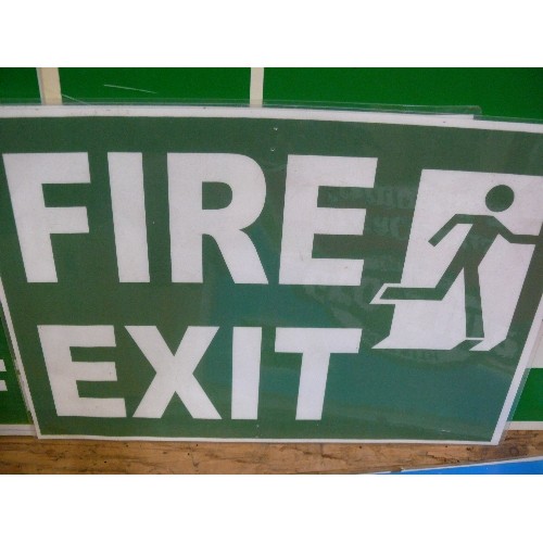 393 - QUANTITY OF SIGNAGE -  FIRE EXITS, CAUTION, EXTINGUISHER SIGNS AND THREE FRAMED RESTAURANT SIGNS.