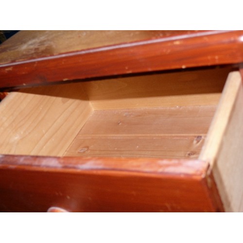 420 - PAIR OF SOLID PINE THREE DRAWER BEDSIDE CHESTS.