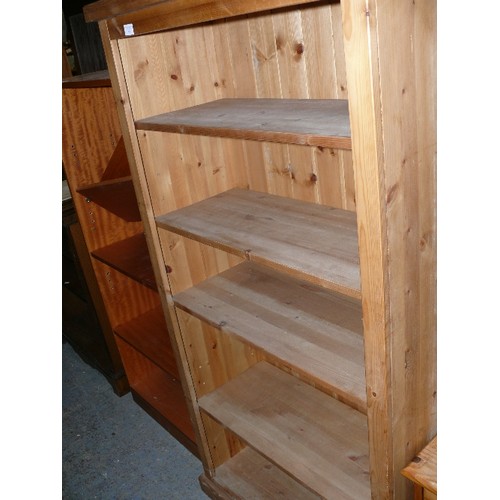 456 - SOLID PINE BOOKCASE WITH FIVE SHELVES.