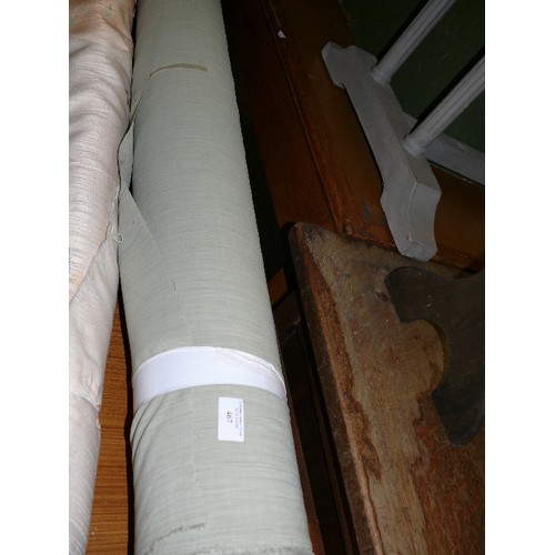 467 - ROLL OF FINE GREEN FABRIC 114cm WIDE, LABEL SAYS 49m LENGTH.