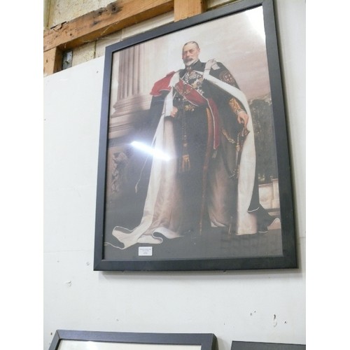 470 - PORTRAIT PRINT OF KING GEORGE V, FRAMED AND GLAZED.