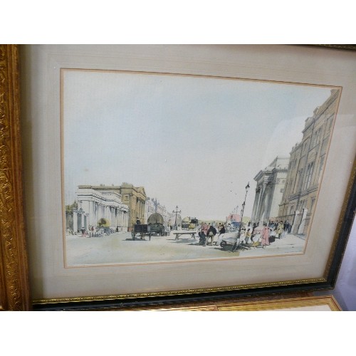 471 - HYDE PARK CORNER, FRAMED AND GLAZED PLUS A SIGNED PRINT OF NORWICH CATHEDRAL BY CHRIS HUTCHINS.