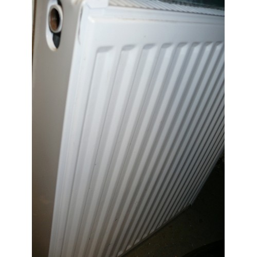 494 - NEW WHITE WALL MOUNTED RADIATOR, 60cm W  X 70cm H DDPC INCLUDING BRACKETS.