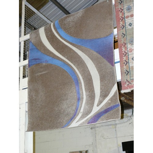 501 - CONTEMPORARY SWIRL RUG IN BLUE, WHITE AND GREY, 5'3