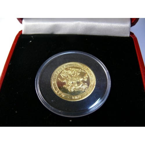 28 - GOLD SOVERIGN KING GEORGE III 1819, (22ct GOLD RE-STRIKE SOVEREIGN, 247/250 CASED WITH CERTIFICATE).