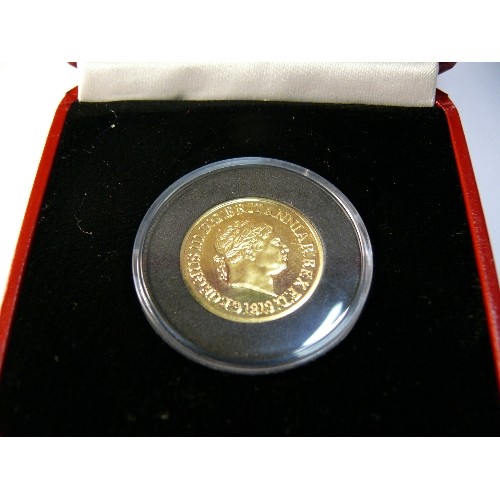 28 - GOLD SOVERIGN KING GEORGE III 1819, (22ct GOLD RE-STRIKE SOVEREIGN, 247/250 CASED WITH CERTIFICATE).