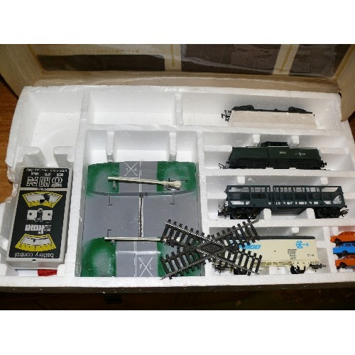 381A - TWO PART TRAIN SETS, TWO LIMA HO SCALE, TWO LOCOS, SOME CARRIAGES ETC.