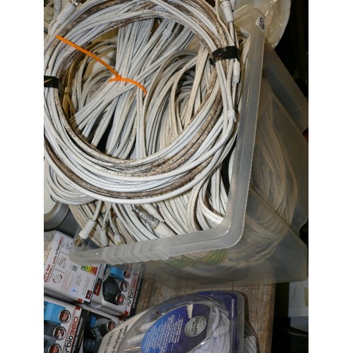 407 - LARGE BOX FULL OF EIGHT ROLLS OF CCTV CABLING.