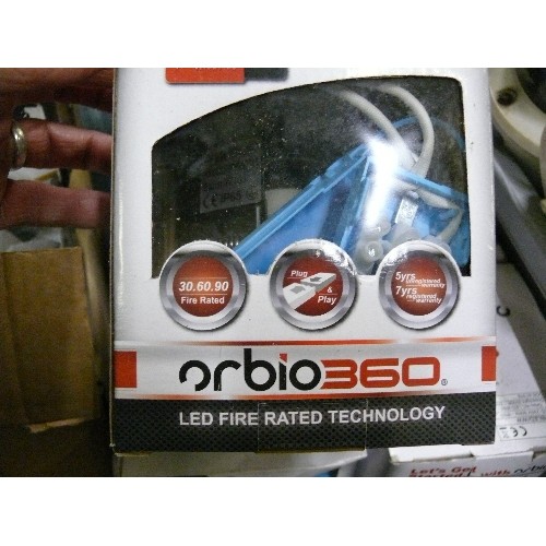 408 - NINE ORBIO 360 LED DOWNLIGHTERS, BOXED, FIRE RATED.