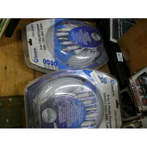 409 - TWO SEALED PACKS OF SWAN PRO SERIES, 3 IN 1 MULTI PURPOSE 100FT BNC CABLE.