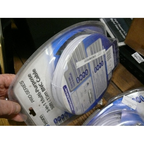 409 - TWO SEALED PACKS OF SWAN PRO SERIES, 3 IN 1 MULTI PURPOSE 100FT BNC CABLE.