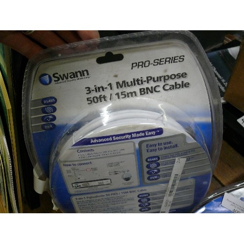 409 - TWO SEALED PACKS OF SWAN PRO SERIES, 3 IN 1 MULTI PURPOSE 100FT BNC CABLE.