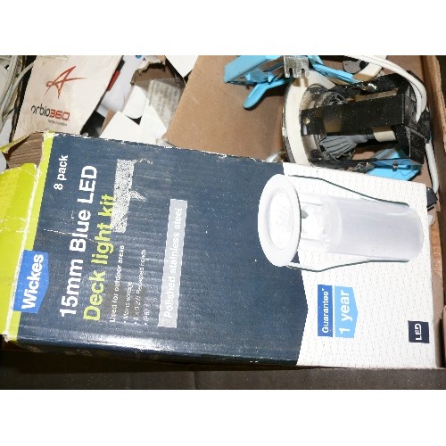 502 - SEVERAL DOWNLIGHTERS INCLUDING AN EIGHT PACK OF 15mm LED BLUE DECK LIGHT KIT.