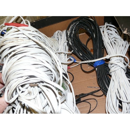 503 - MIXED BOX OF CCTV CABLING, POWER SUPPLIES ETC.