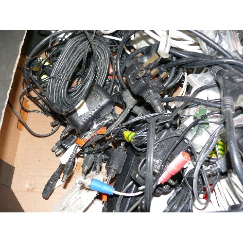 503 - MIXED BOX OF CCTV CABLING, POWER SUPPLIES ETC.