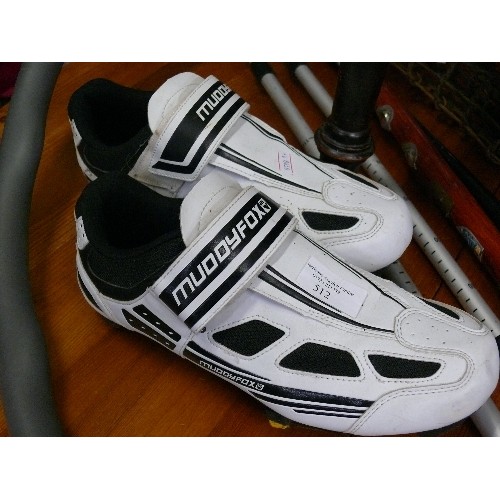 512 - MUDDY FOX SHIMANO CYCLING SHOES, SIZE 8.5.