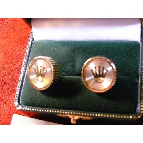 30A - PAIR OF ROLEX CUFFLINKS IN BOX WITH CERTIFICATE.