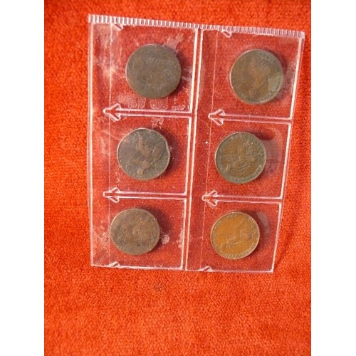 49 - SIX COPPER FARTHINGS 1922, 1835 AND 1858.